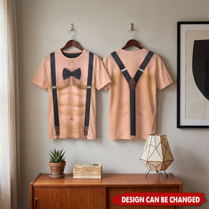 Men's Funny 3D Muscular Chest, Bachelor Party For Groom & Groomsmen, Halloween Costume, Summer Party Outfit - Personalized Shirt