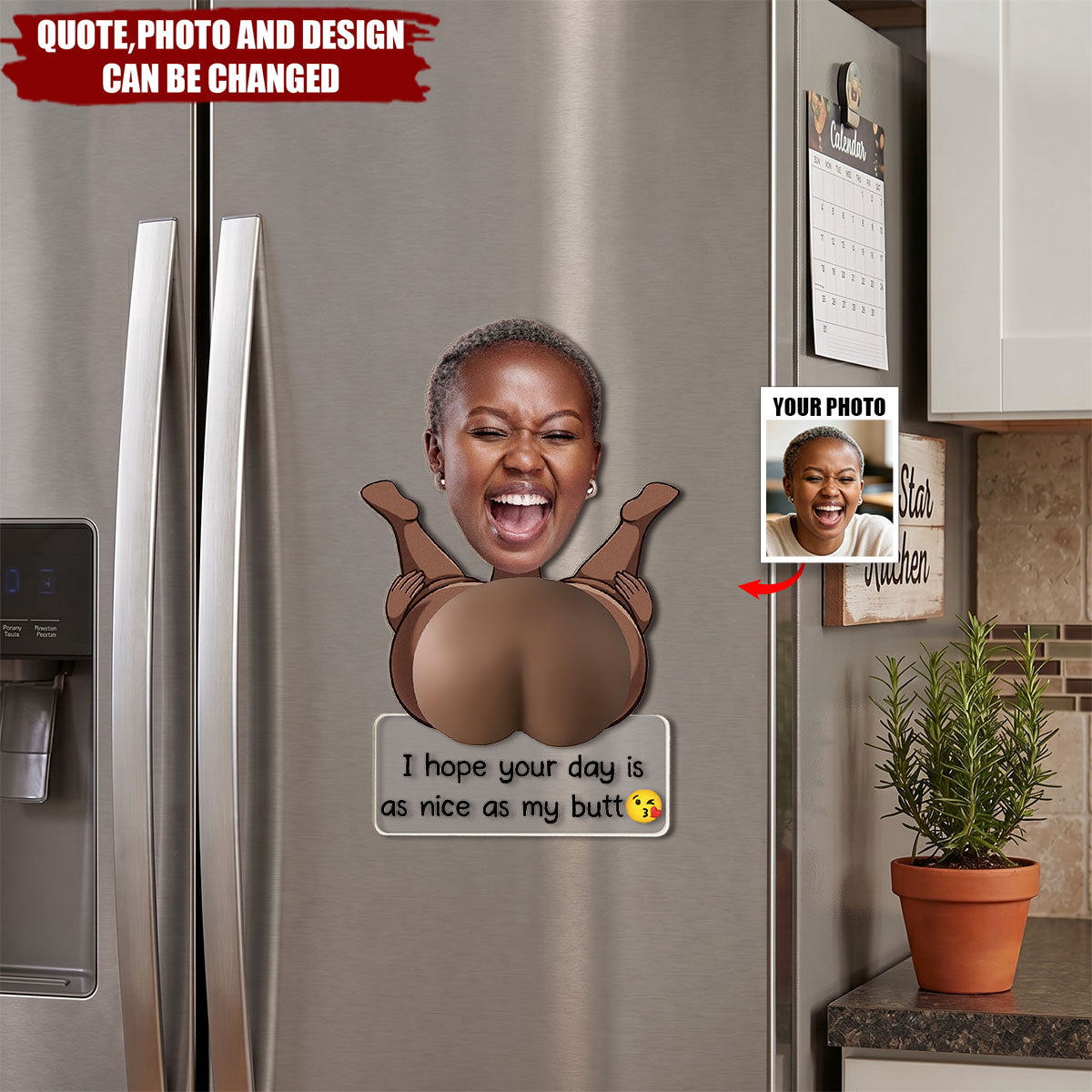 Naughty Gift For Him, Funny Valentine's Anniversary Gift Upload Face - Personalized Fridge Magnet