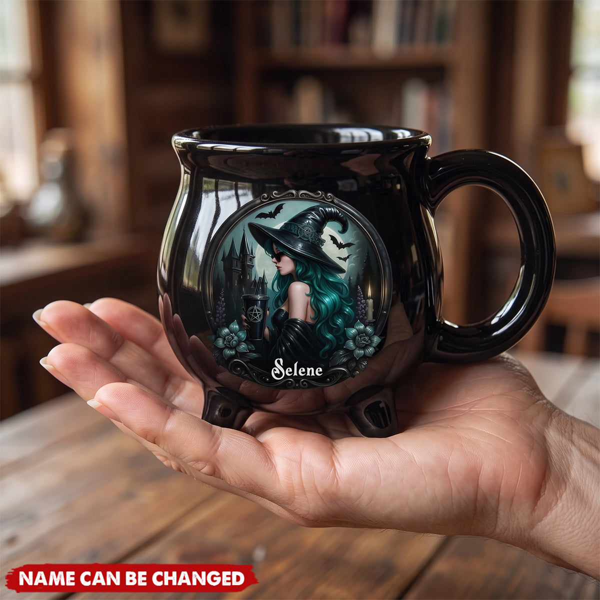 Custom Ceramic Cauldron Coffee Mug - Personalized Halloween Witchy Gifts For Besties, Sisters, BFF, Family, Yourself - Mystic Witch Vibes