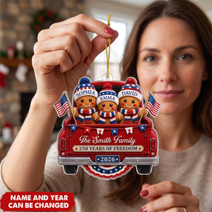 Custom Acrylic Ornament - Personalized America 250th Anniversary Christmas Gifts For Mom, Dad, Brother, Sister - Sweet Traditions Of Freedom