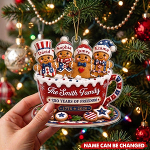 Custom Acrylic Ornament - Personalized America 250th Anniversary Christmas Gifts For Mom, Dad, Brother, Sister - Holiday Cheer Together