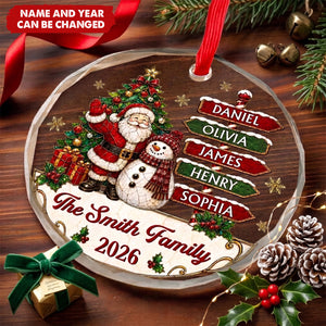 Custom Circle Glass Ornament - Personalized Christmas Birthday Gifts For Mom, Dad, Brother, Sister - Gathering Happiness