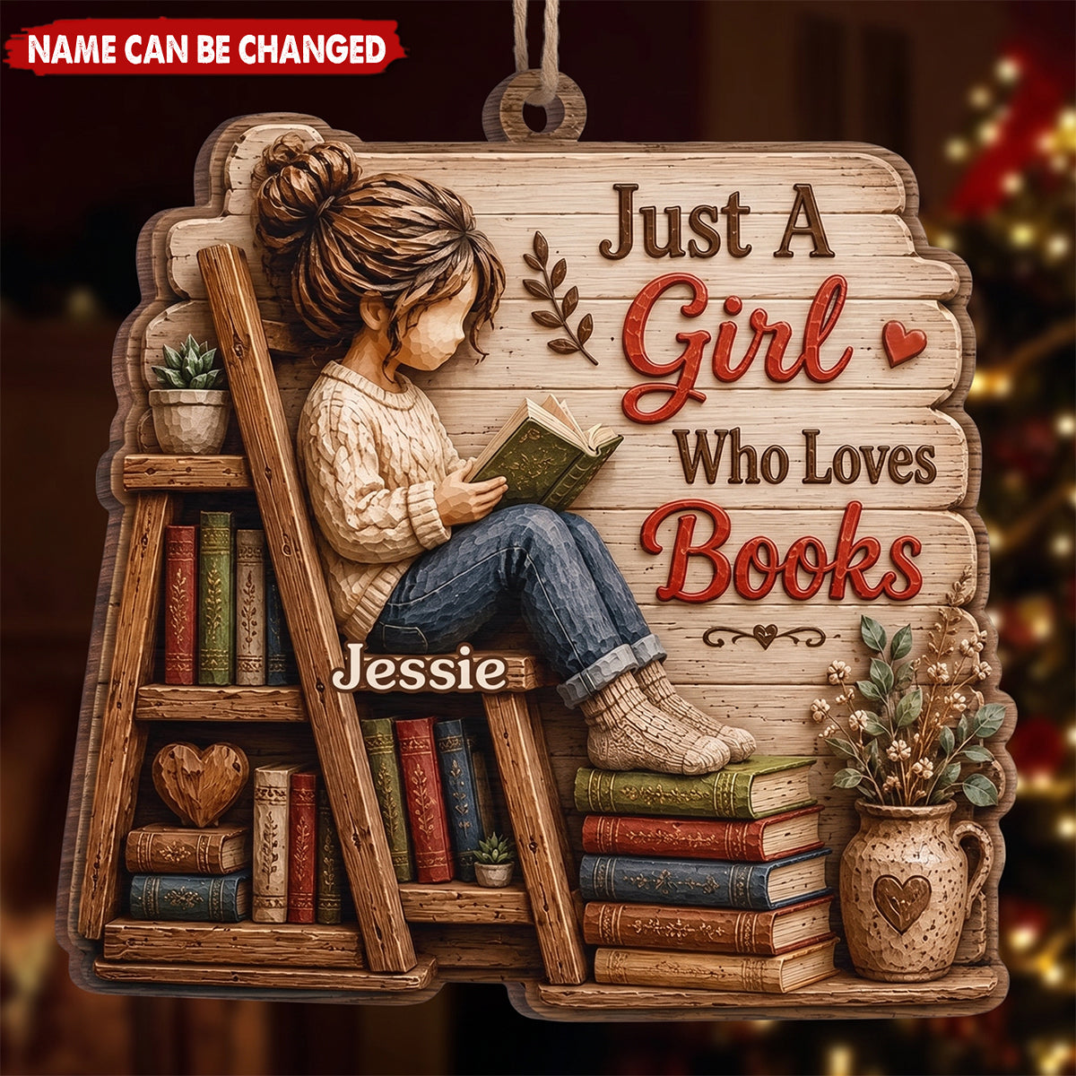 Custom Wood Ornament - Personalized Christmas Bookish Gifts For Book Lovers, Bookworms, Readers - Living Between The Pages