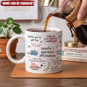 Funny Mug - Bad B*Tch Affirmations - For Coworkers, Friends, Self Gift - 3D Middle Finger - Personalized Mug