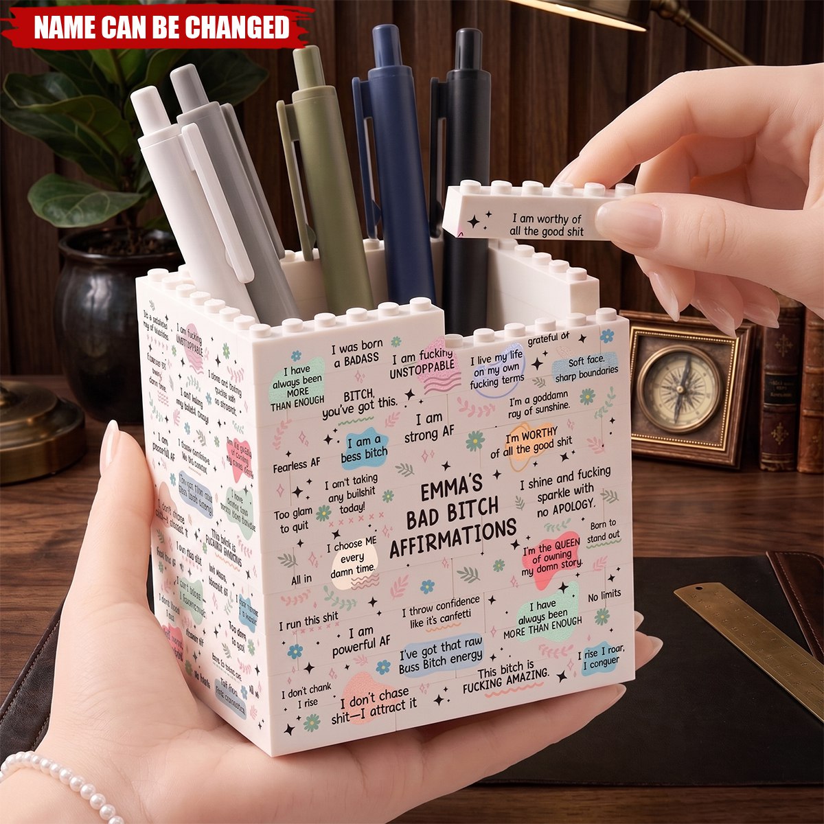 Bad B*tch Affirmations Gifts For Her, Coworkers, Friends - Personalized Pen Holder