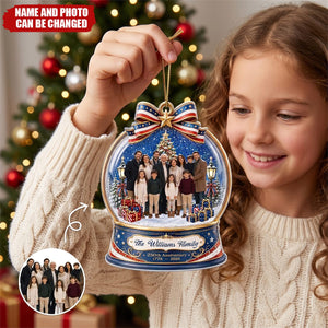 Custom Acrylic Ornament - Personalized Custom Photo Christmas 250th Anniversary Family Wrapped In Love