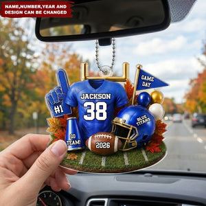 Custom America Football Acrylic Car Ornament - Personalized Birthday Gifts For America Football Lovers, Sports Fans, Sports Lovers - Built For Kickoff