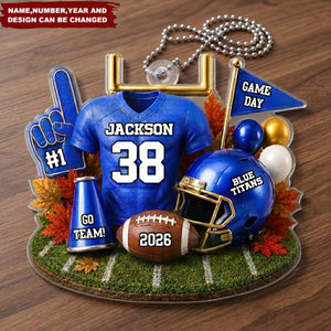 Custom America Football Acrylic Car Ornament - Personalized Birthday Gifts For America Football Lovers, Sports Fans, Sports Lovers - Built For Kickoff