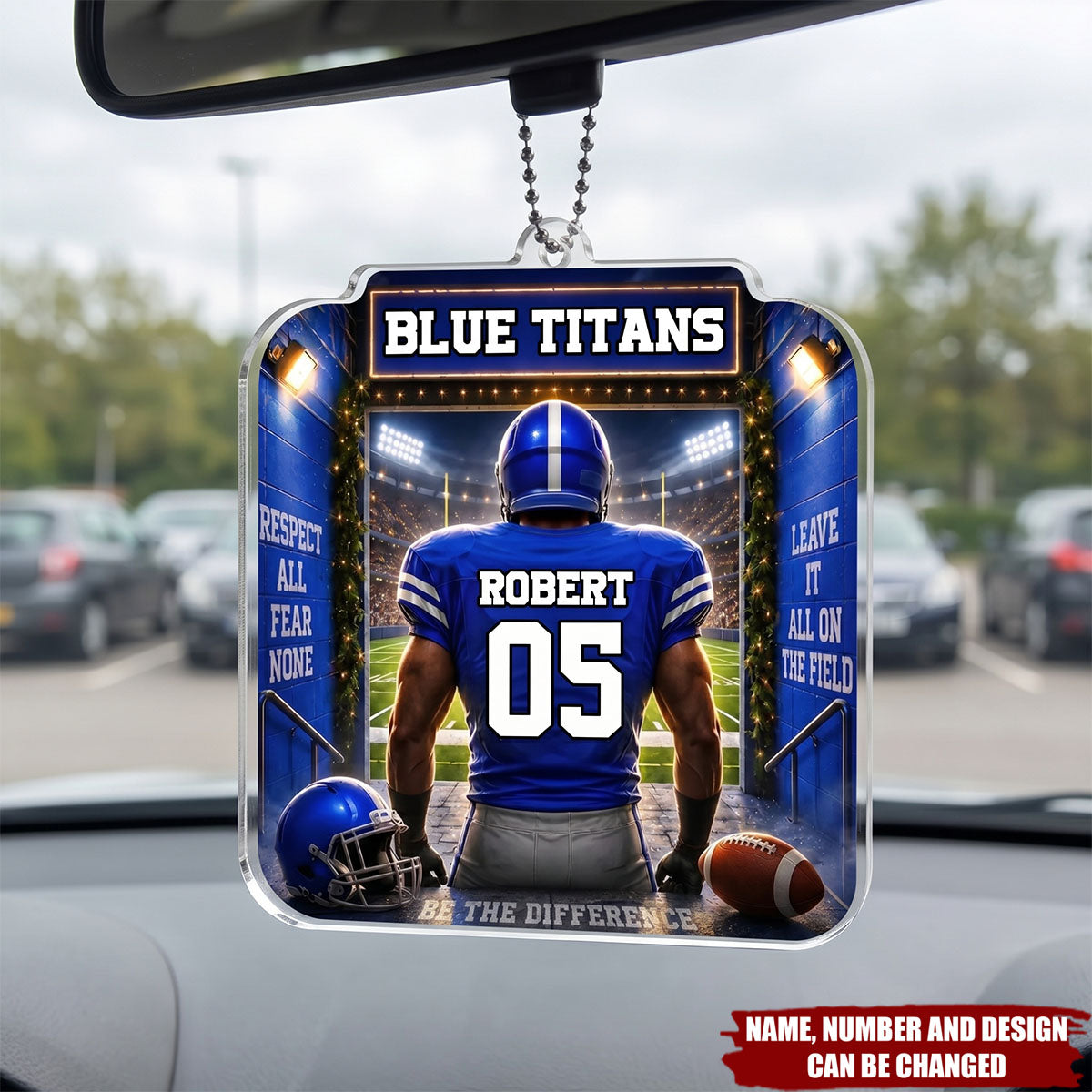 Custom America Football Acrylic Car Ornament - Personalized Birthday Gifts For America Football Lovers, Sports Fans, Sports Lovers - Play Hard Win Proud