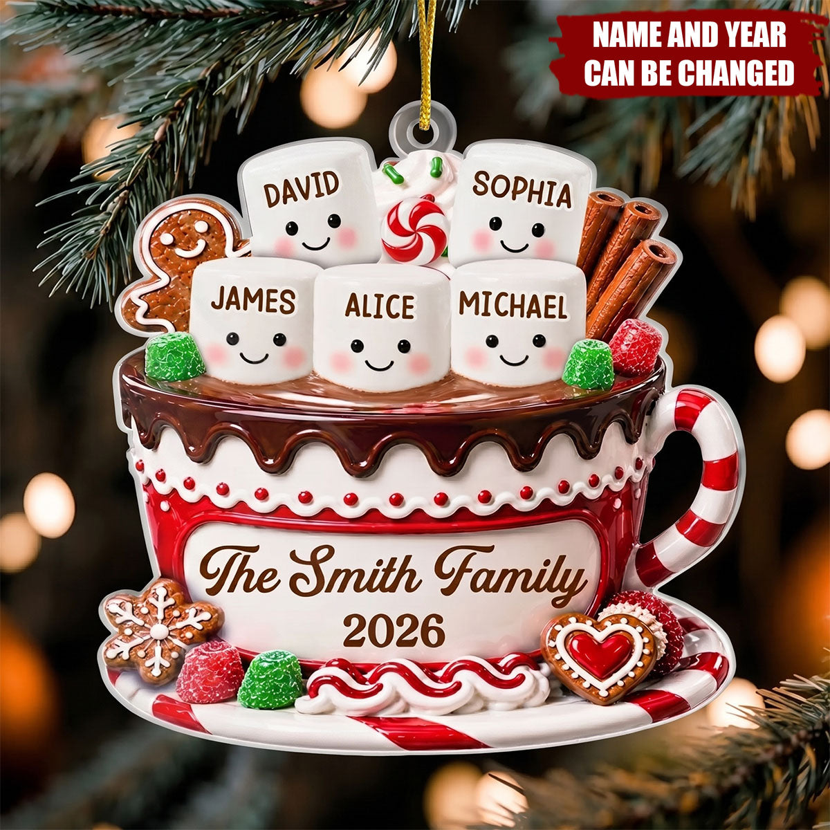 Custom Acrylic Ornament - Personalized Christmas Birthday Gifts For Mom, Dad, Brother, Sister - Warm Wishes From Our Family