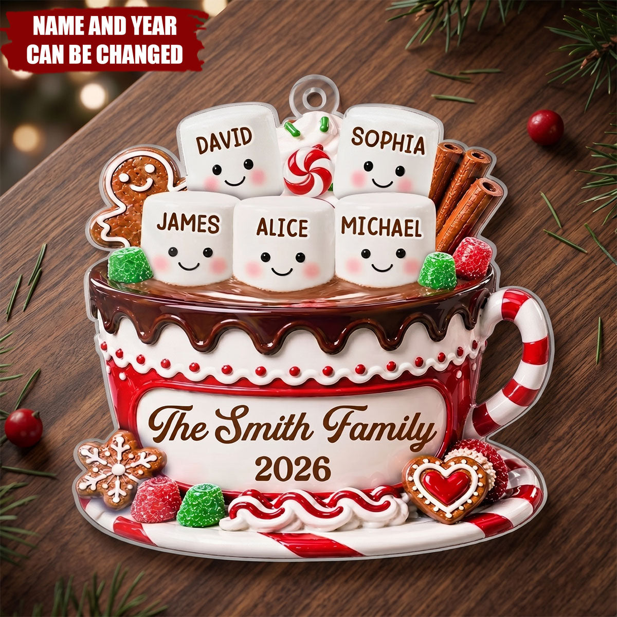 Custom Acrylic Ornament - Personalized Christmas Birthday Gifts For Mom, Dad, Brother, Sister - Warm Wishes From Our Family