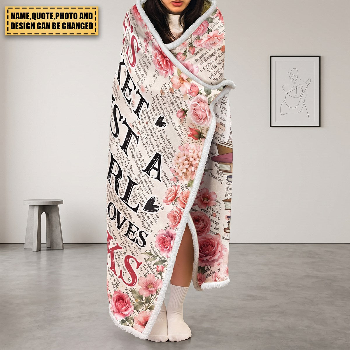 Reading Blanket, Portrait Photo, Watercolor Style - Personalized Blanket
