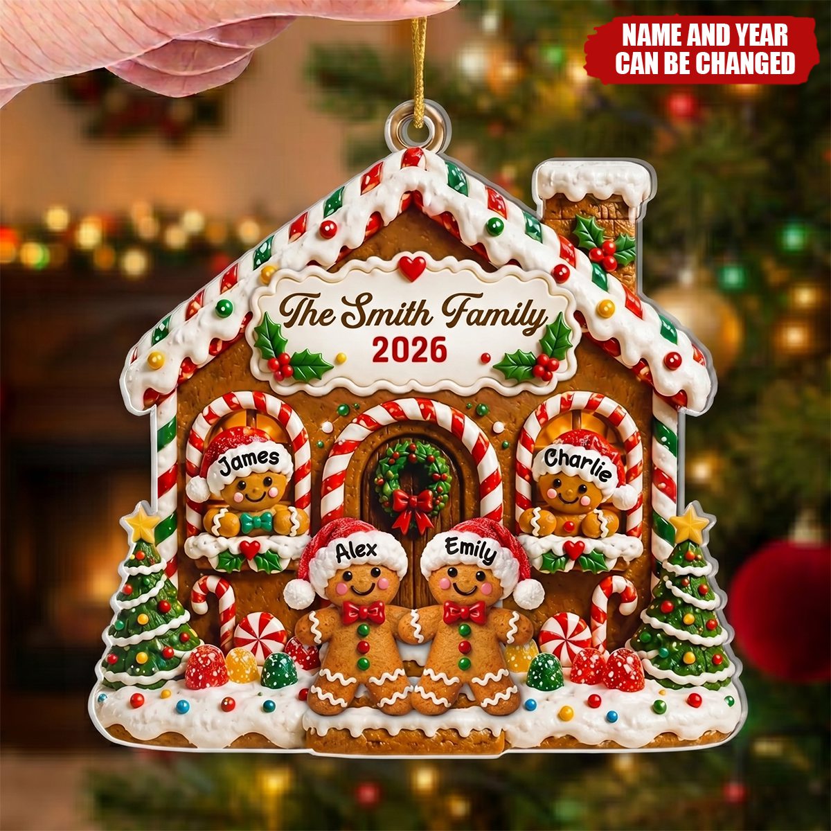 Custom Gingerbread Acrylic Ornament - Personalized Christmas Birthday Gifts For Mom, Dad, Brother, Sister - Sweet Memories Together