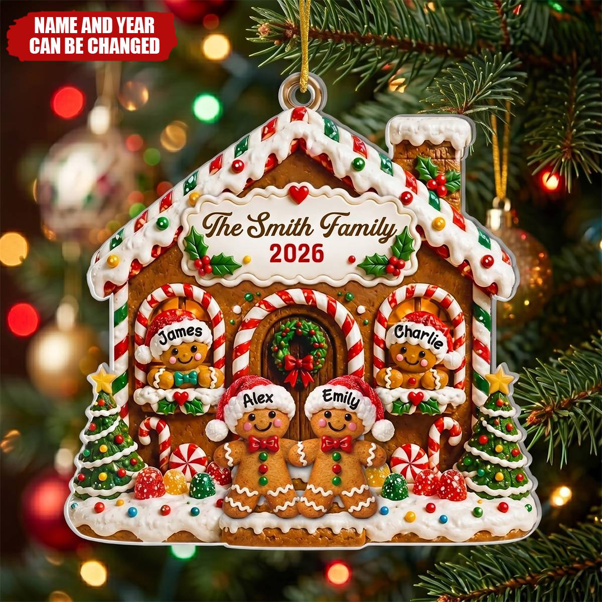 Custom Gingerbread Acrylic Ornament - Personalized Christmas Birthday Gifts For Mom, Dad, Brother, Sister - Sweet Memories Together