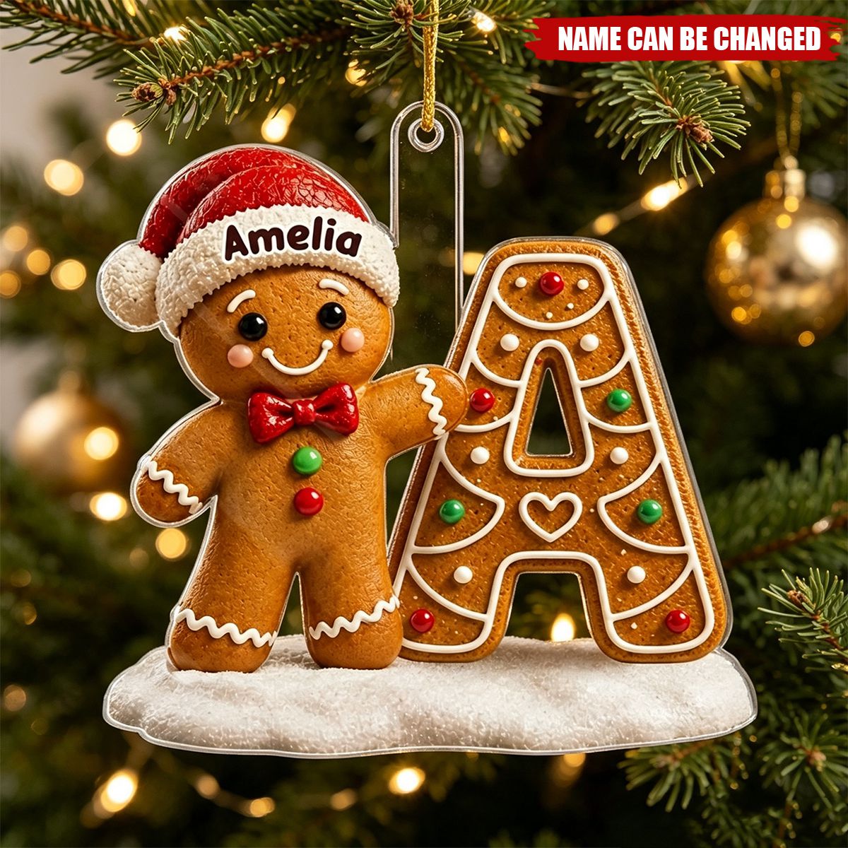 Custom Gingerbread Acrylic Ornament - Personalized Christmas Birthday Gifts For Mom, Dad, Brother, Sister - Making Spirits Bright Together