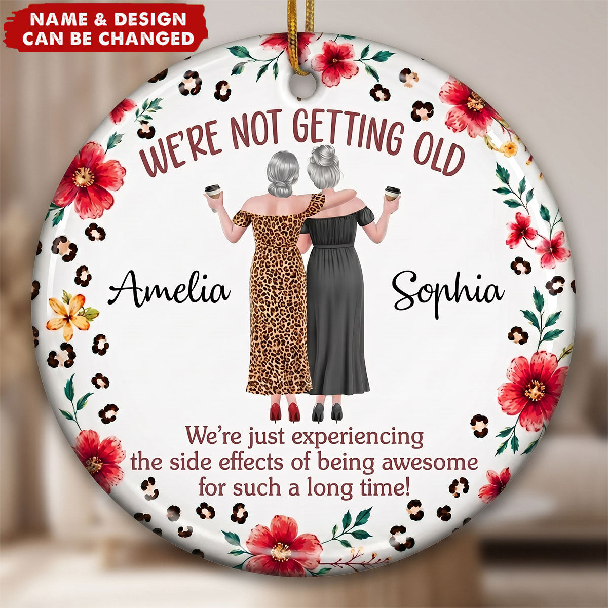 Custom Ceramic Ornament - Personalized Best Friend Christmas Birthday Gifts For Women, Besties, Sisters, BFF - Besties For A Lifetime