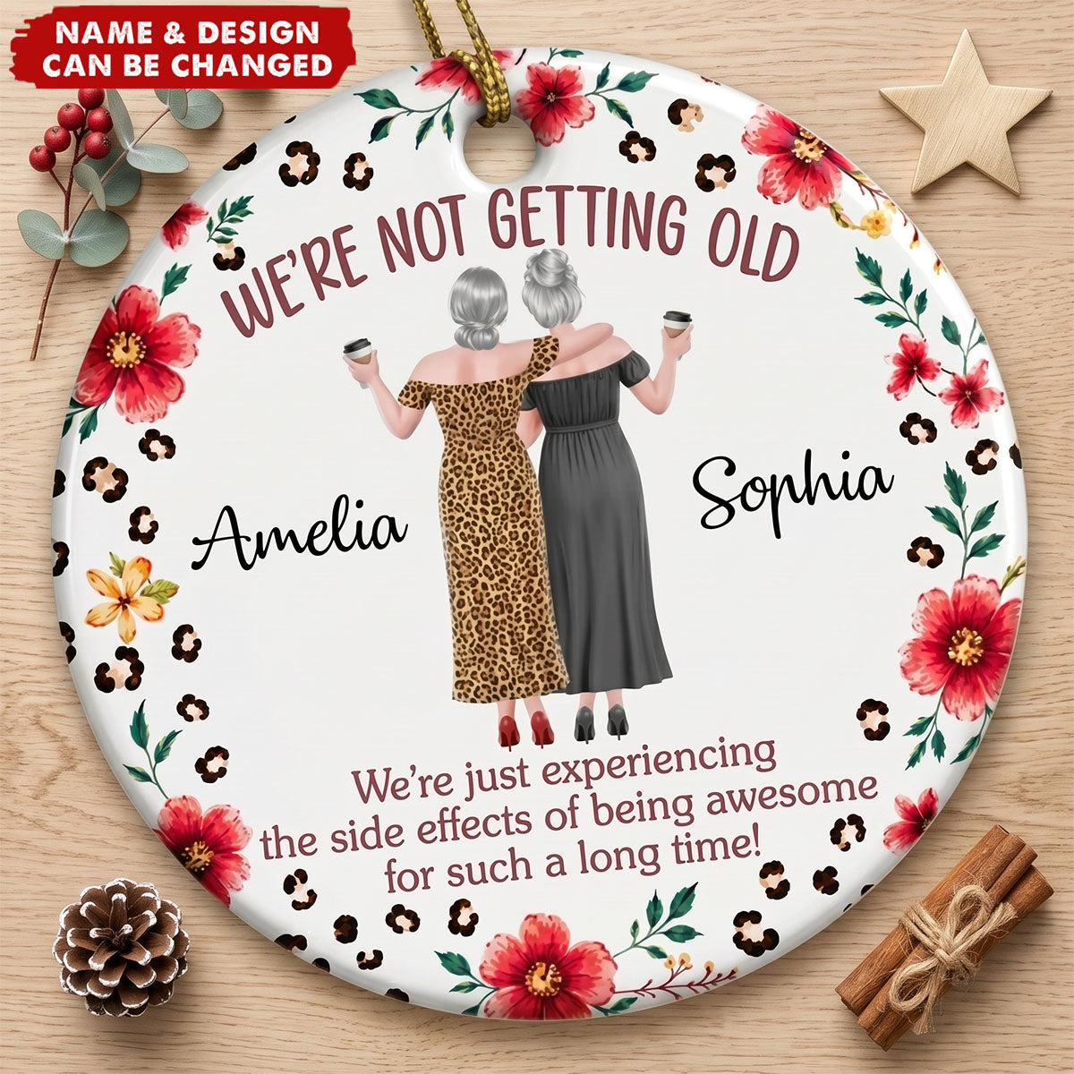 Custom Ceramic Ornament - Personalized Best Friend Christmas Birthday Gifts For Women, Besties, Sisters, BFF - Besties For A Lifetime