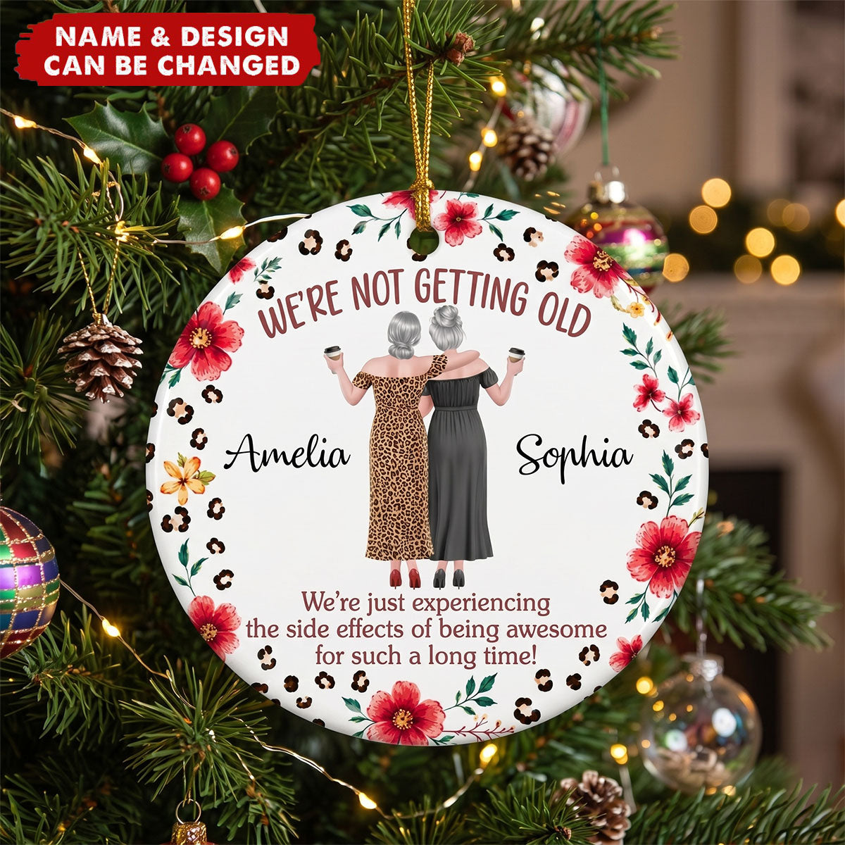 Custom Ceramic Ornament - Personalized Best Friend Christmas Birthday Gifts For Women, Besties, Sisters, BFF - Besties For A Lifetime