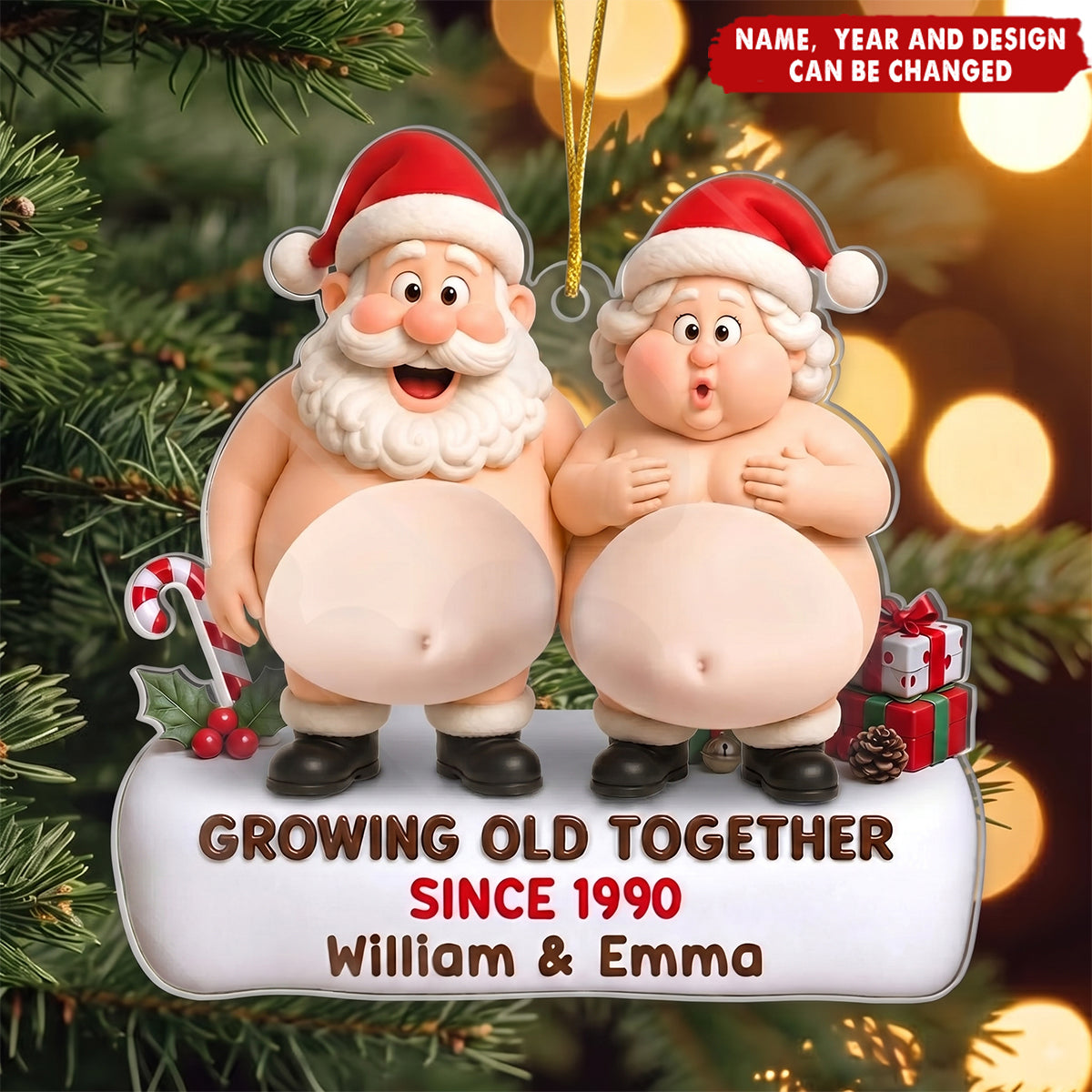 Custom Dual Squishy Belly Ornament – Personalized Anniversary Christmas Wedding Gifts For Husband And Wife, Him And Her - Jolly Bellies, Lifetime Laughs