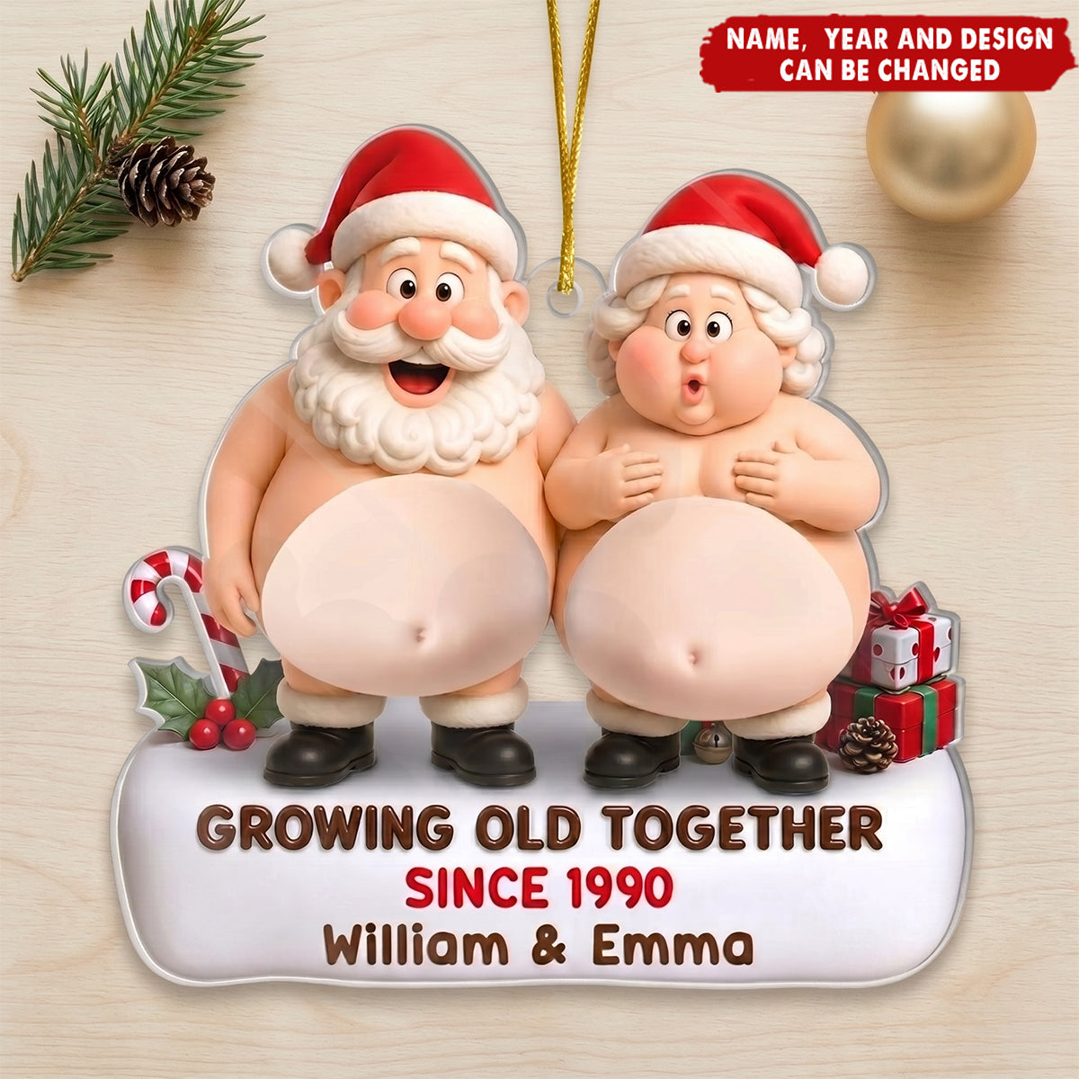Custom Dual Squishy Belly Ornament – Personalized Anniversary Christmas Wedding Gifts For Husband And Wife, Him And Her - Jolly Bellies, Lifetime Laughs