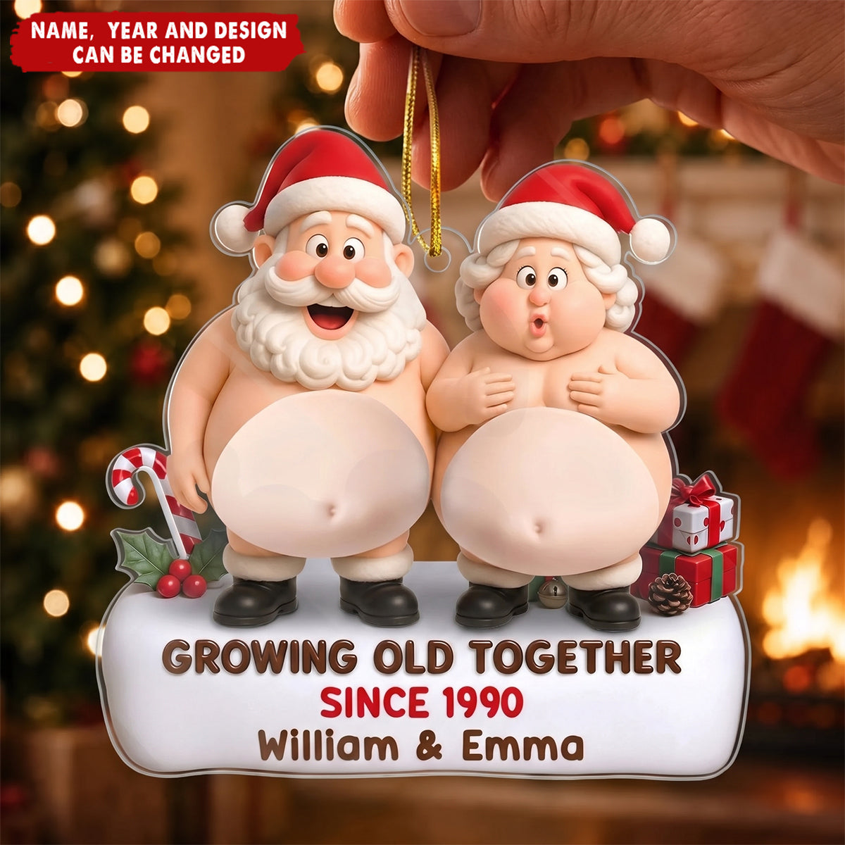 Custom Dual Squishy Belly Ornament – Personalized Anniversary Christmas Wedding Gifts For Husband And Wife, Him And Her - Jolly Bellies, Lifetime Laughs