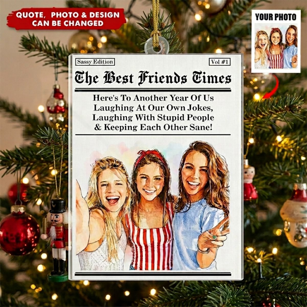 Custom Photo Acrylic Ornament - Personalized Best Friend Christmas Birthday Gifts For Women, Besties, Sisters, BFF - Friendship Hits Top Story