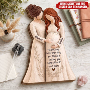 Custom 3-layered Wooden Plaque - Personalized Pregnancy Gifts For New Mom, Daughter, Mom To Be - Our Greatest Adventure Begins