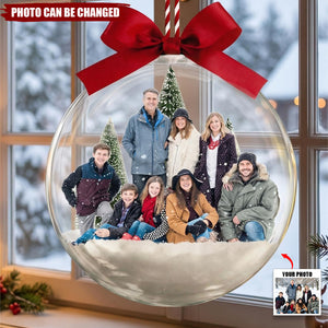 Custom Photo Siblings Snow Ball Ornament, Family Christmas Keepsake, Brothers Sisters Gift - Personalized Ornament