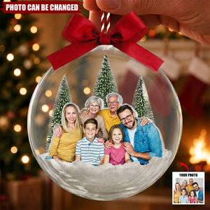 Christmas Ornaments With Family Picture, Custom Family Photo - Personalized Acrylic Ball Ornament