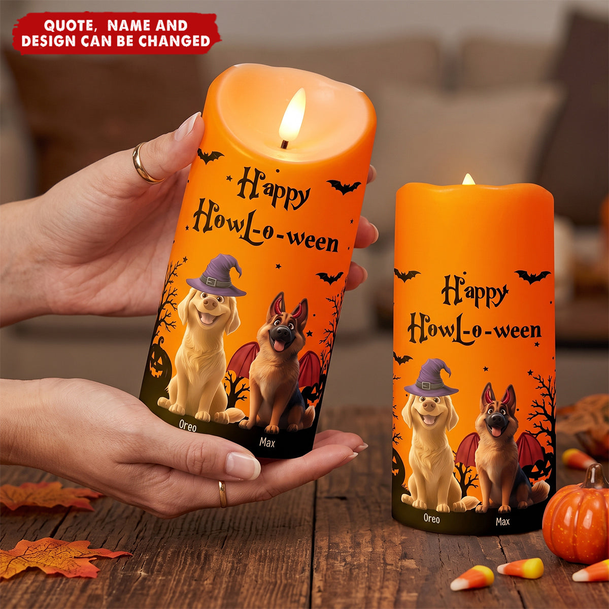 Halloween Decor For Dog Cat Lover Happy Howloween - Personalized LED Candle