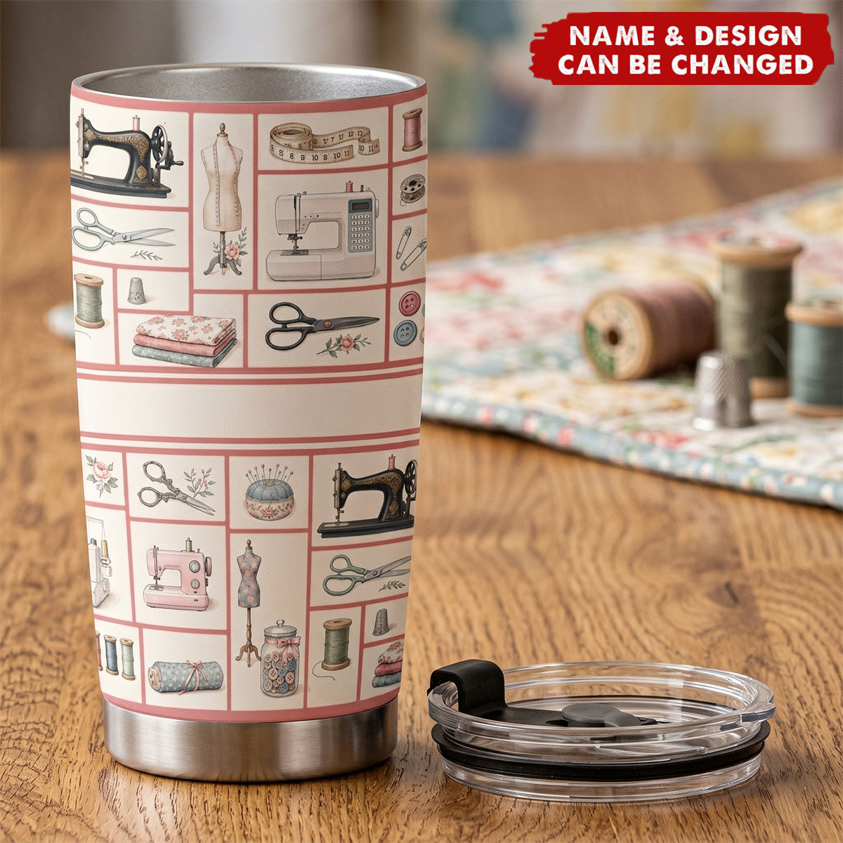 Custom Monogram, Name Gift For Sewing Lover, Tailors - Personalized Tumbler Cup