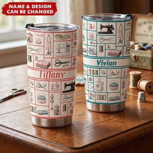 Custom Monogram, Name Gift For Sewing Lover, Tailors - Personalized Tumbler Cup