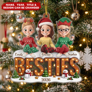 Custom Acrylic Ornament - Personalized Best Friend Christmas Birthday Gifts For Women, Besties, Sisters, BFF - Our Favorite Squad Season