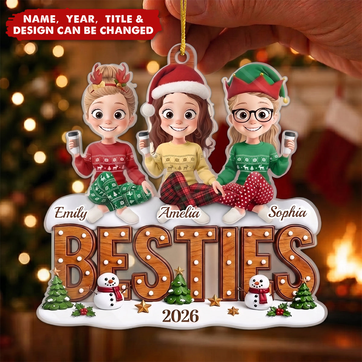 Custom Acrylic Ornament - Personalized Best Friend Christmas Birthday Gifts For Women, Besties, Sisters, BFF - Our Favorite Squad Season