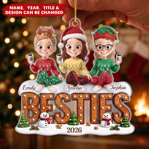 Custom Acrylic Ornament - Personalized Best Friend Christmas Birthday Gifts For Women, Besties, Sisters, BFF - Our Favorite Squad Season