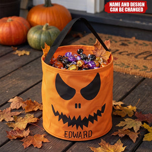 Halloween Candy Bag For Kids Scary Pumpkin Face - Personalized Halloween Basket