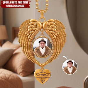 Custom Photo Memorial I Have An Angel Watching Over Me - Personalized Angel Wings Photo Ornament
