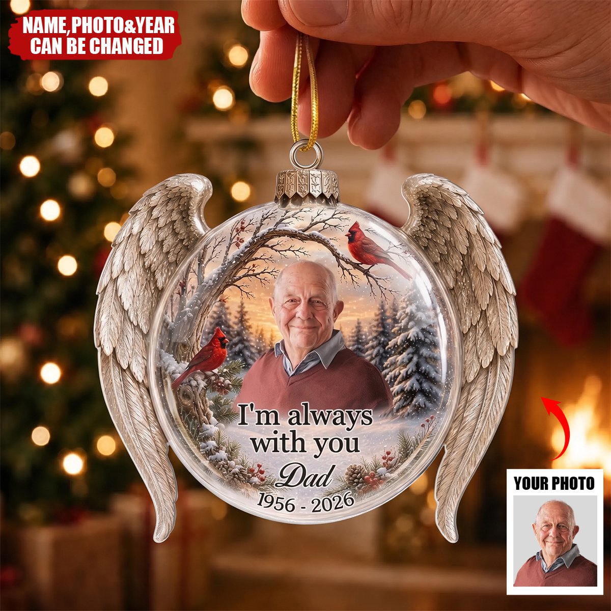 Custom Photo Acrylic Ornament - Personalized Christmas Memorial Sympathy Gifts For Loss Of Mom, Dad - United By Love