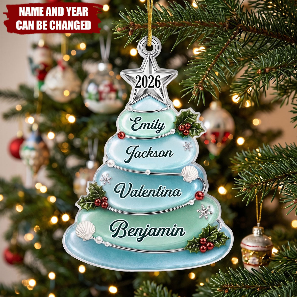 Custom Acrylic Ornament - Personalized Christmas Birthday Gifts For Mom, Dad, Brother, Sister - Salty Air Loving Family Together