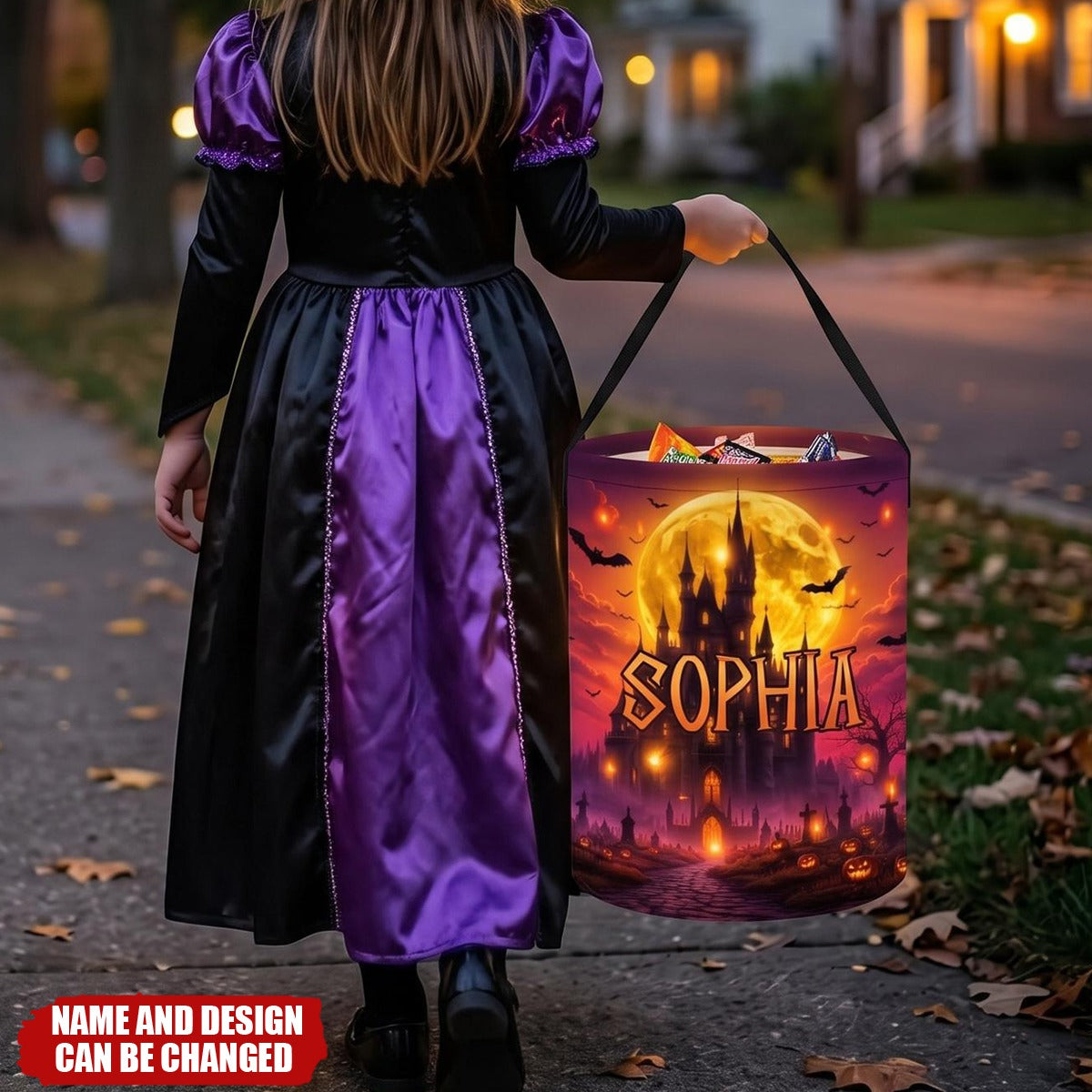 Custom LED Light Basket - Personalized Halloween Birthday Gifts For Kids - Spooky Night Trick Or Treat