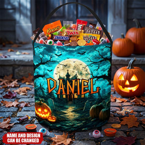 Custom LED Light Basket - Personalized Halloween Birthday Gifts For Kids - Spooky Night Trick Or Treat