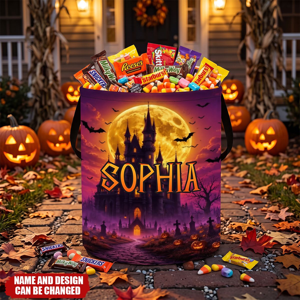 Custom LED Light Basket - Personalized Halloween Birthday Gifts For Kids - Spooky Night Trick Or Treat