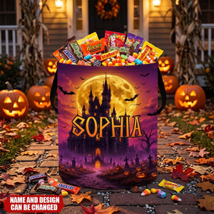 Custom LED Light Basket - Personalized Halloween Birthday Gifts For Kids - Spooky Night Trick Or Treat