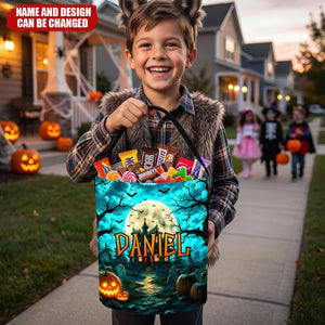 Custom LED Light Basket - Personalized Halloween Birthday Gifts For Kids - Spooky Night Trick Or Treat