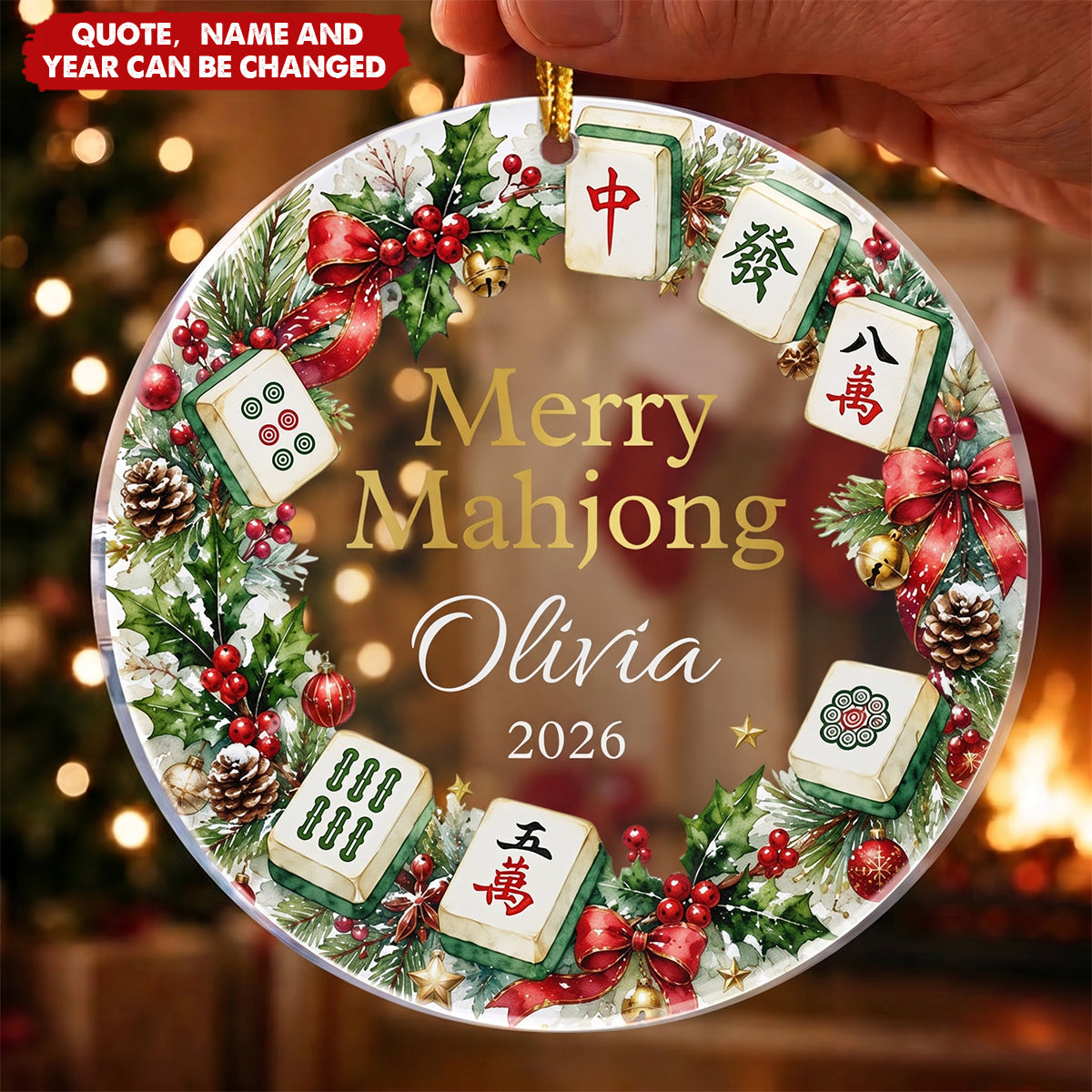 Merry Mahjong Gift For Mahjong Girls, Mahjong Lovers - Personalized Acrylic Ornament