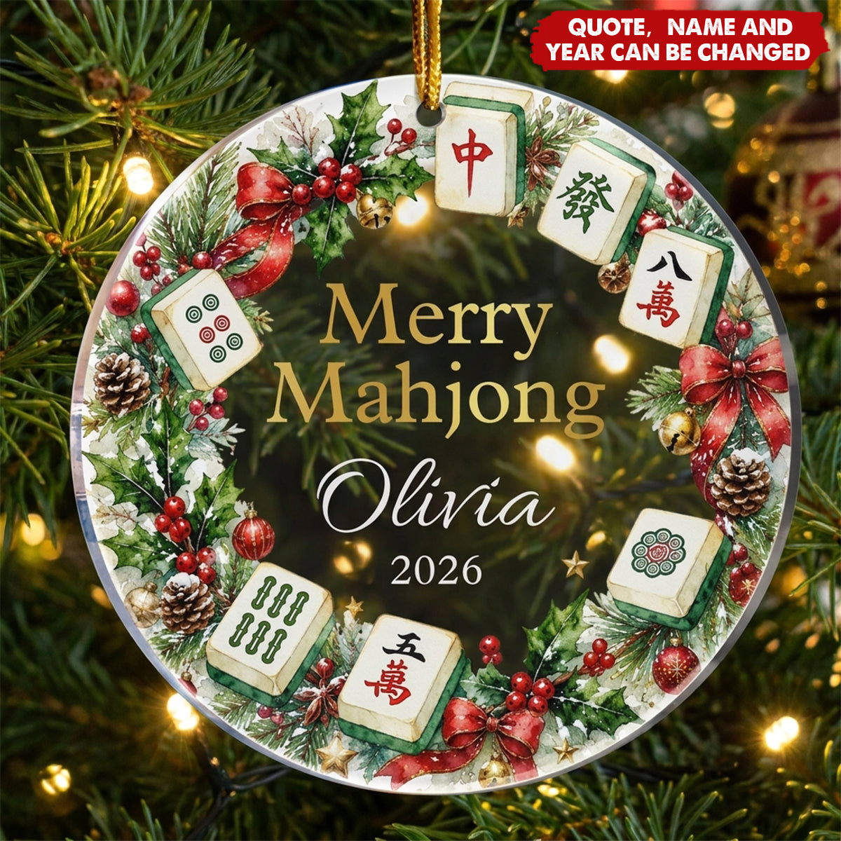 Merry Mahjong Gift For Mahjong Girls, Mahjong Lovers - Personalized Acrylic Ornament