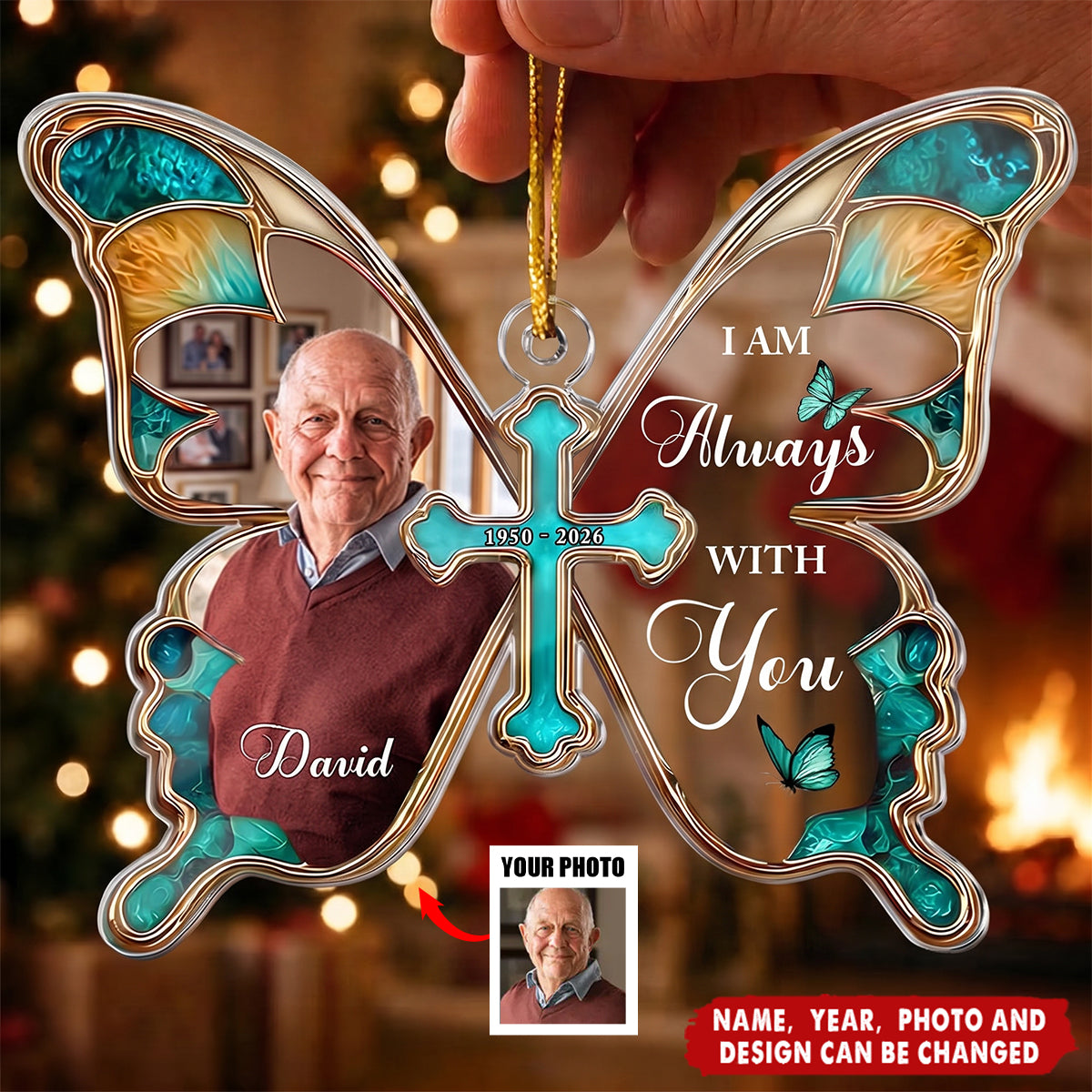 I Am Always With You Butterfly Shaped Memorial Christmas Gifts - Personalized Acrylic Ornament