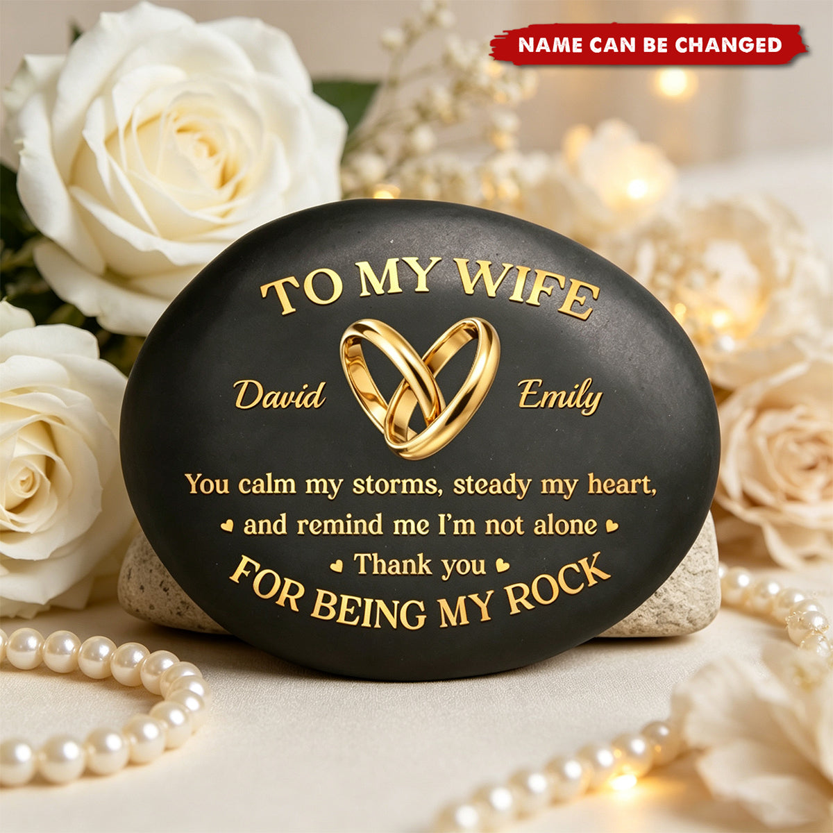 Custom Printed Rock - Personalized Anniversary Wedding Gifts For Husband And Wife - Forever Grounded In Love