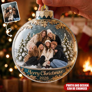 Custom Photo Acrylic Ornament - Personalized Christmas Birthday Gifts For Women, Besties, Sisters, BFF - Good Vibes Hang Here