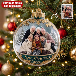 Custom Photo Acrylic Ornament - Personalized Christmas Birthday Gifts For Women, Besties, Sisters, BFF - Good Vibes Hang Here